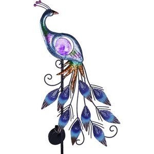Yard Decoration Outdoor,Peacock Solar Garden Lights,31.5Inch Metal Lawn Ornament